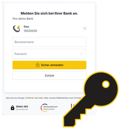 "Melden sie sich bei ihrer Bank an" Screen